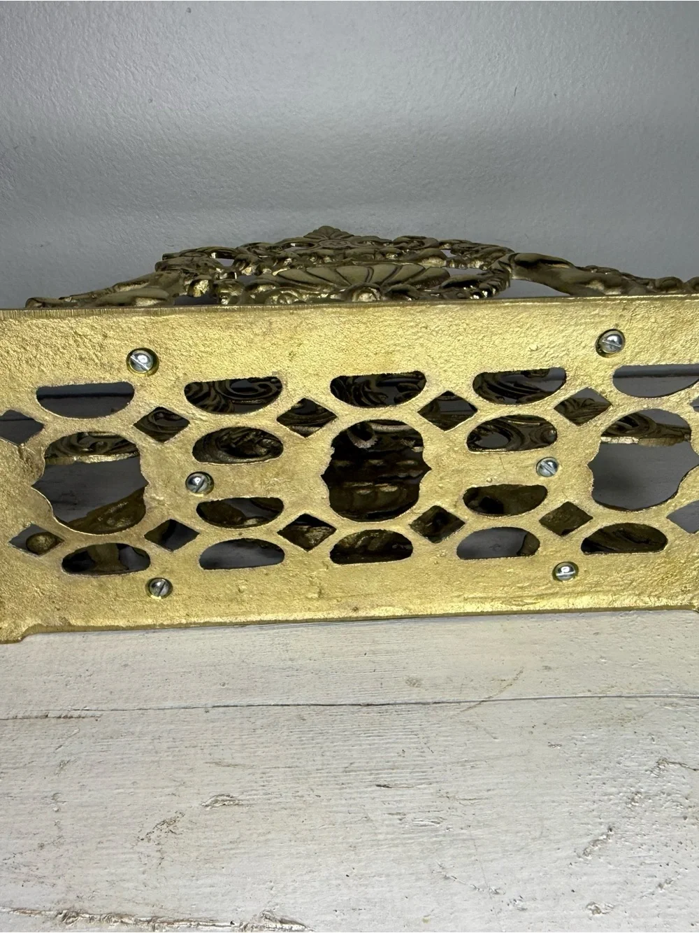 VTG Brass Ornate Victorian Desk Mail Letter Organizer w/Cherubs Andrea by Sadek